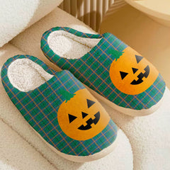 Clan Carmichael Ancient Tartan Halloween Pumpkin Slippers, Fluffy Spooky Slippers SM69 Carmichael Ancient Tartan Tartan Halloween   