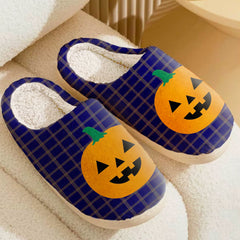 Clan Crichton Tartan Halloween Pumpkin Slippers, Fluffy Spooky Slippers AF27 Crichton Tartan Tartan Halloween   