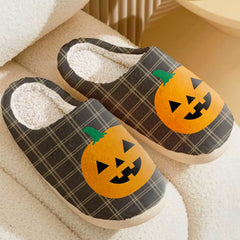 Clan Eternity Tartan Halloween Pumpkin Slippers, Fluffy Spooky Slippers PN79 Eternity Tartan Tartan Halloween   