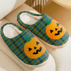 Clan Gillies Ancient Tartan Halloween Pumpkin Slippers, Fluffy Spooky Slippers JV57 Gillies Ancient Tartan Tartan Halloween   