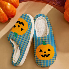 Clan Laing Tartan Halloween Pumpkin Slippers, Fluffy Spooky Slippers VQ67 Laing Tartan Tartan Halloween   