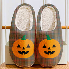 Clan Kennedy Weathered Tartan Halloween Pumpkin Slippers, Fluffy Spooky Slippers IM69 Kennedy Weathered Tartan Tartan Halloween   