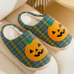 Clan MacSporran Ancient Tartan Halloween Pumpkin Slippers, Fluffy Spooky Slippers FF51 MacSporran Ancient Tartan Tartan Halloween   