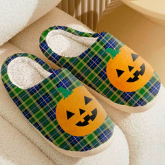 Clan MacKellar Tartan Halloween Pumpkin Slippers, Fluffy Spooky Slippers FS76 MacKellar Tartan Tartan Halloween   