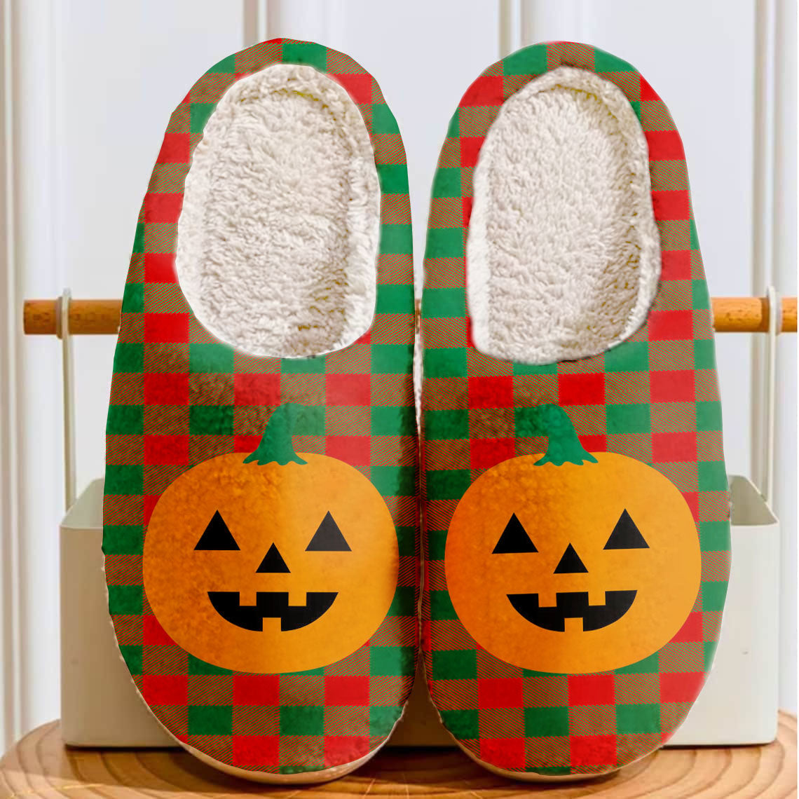 Clan Moncrieffe Tartan Halloween Pumpkin Slippers, Fluffy Spooky Slippers TI70 Moncrieffe Tartan Tartan Halloween   