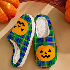 Clan Maitland Tartan Halloween Pumpkin Slippers, Fluffy Spooky Slippers RJ83 Maitland Tartan Tartan Halloween   