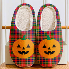 Clan Christie Tartan Halloween Pumpkin Slippers, Fluffy Spooky Slippers ZH80 Christie Tartan Tartan Halloween   