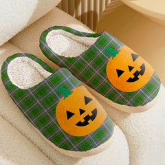 Clan Pringle Tartan Halloween Pumpkin Slippers, Fluffy Spooky Slippers DT63 Pringle Tartan Tartan Halloween   