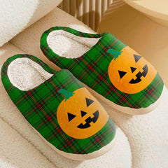 Clan Orrock (Fife) Tartan Halloween Pumpkin Slippers, Fluffy Spooky Slippers FC63 Orrock (Fife) Tartan Tartan Halloween   