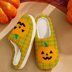 Clan Houston Tartan Halloween Pumpkin Slippers, Fluffy Spooky Slippers ZG76 Houston Tartan Tartan Halloween   