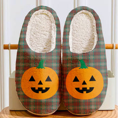 Clan Scott Brown Ancient Tartan Halloween Pumpkin Slippers, Fluffy Spooky Slippers WV78 Clan Scott (Scott Tartan) Tartan Halloween   