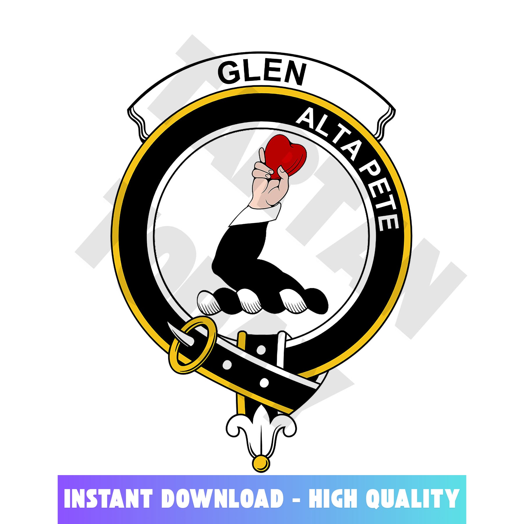 Clan Glen Tartan Crest, Badges, Heraldry, Clans, Family Scotland PNG, Digital ClipArt High Quality FX15 Glen Tartan Tartan Today