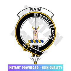 Clan Bain Tartan Crest, Badges, Heraldry, Clans, Family Scotland PNG, Digital ClipArt High Quality AZ69 Bain Tartan Tartan Today