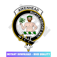 Clan Aikenhead Tartan Crest, Badges, Heraldry, Clans, Family Scotland PNG, Digital ClipArt High Quality EC77 Aikenhead Tartan Tartan Today