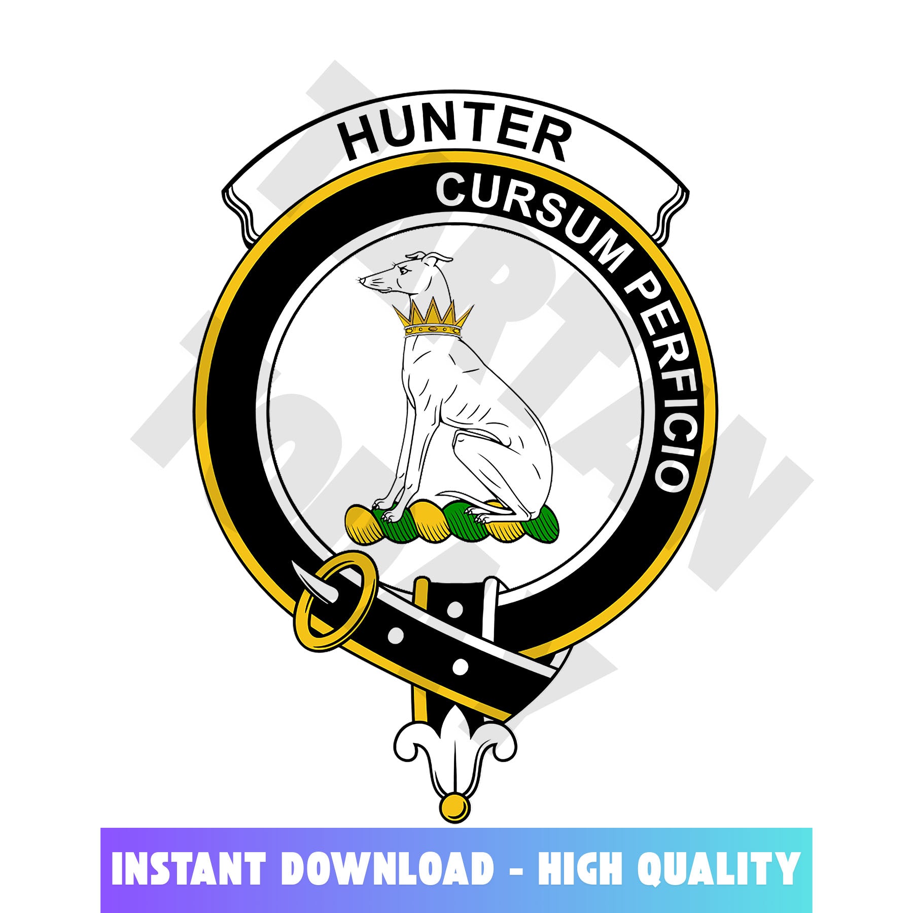 Clan Hunter Tartan Crest, Badges, Heraldry, Clans, Family Scotland PNG, Digital ClipArt High Quality SV70 Hunter Tartan Tartan Today