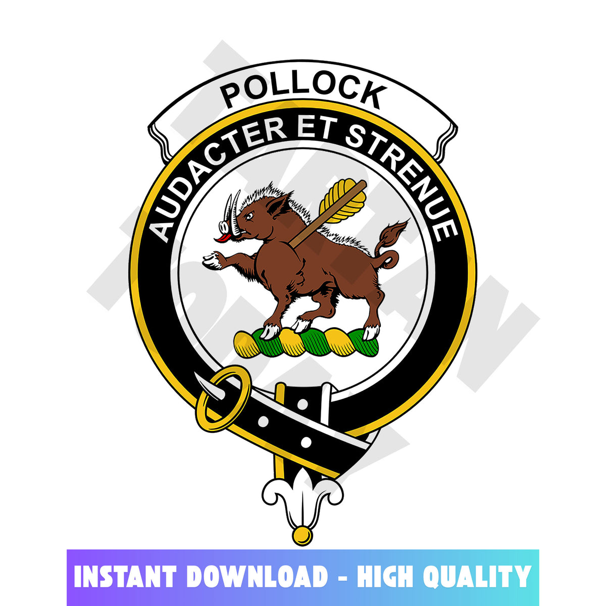 Clan Pollock Tartan Crest, Badges, Heraldry, Clans, Family Scotland PNG, Digital ClipArt High Quality MM57 Pollock Tartan Tartan Today