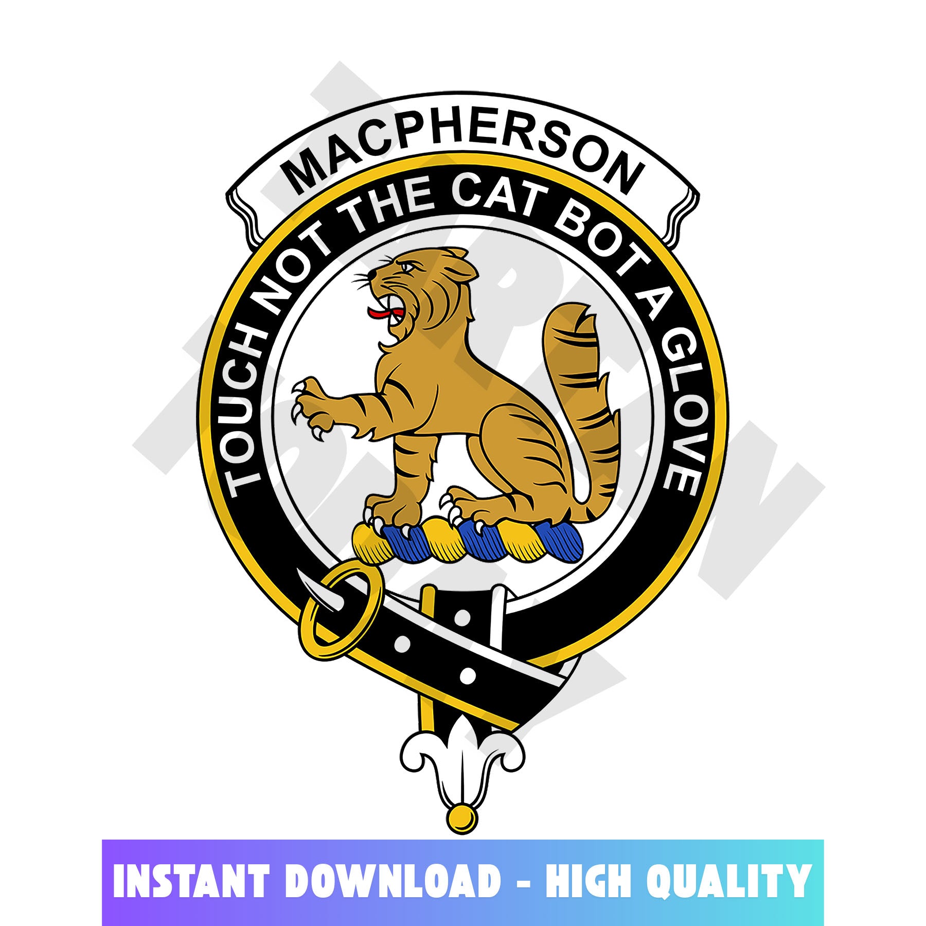 Clan MacPherson (Chief) Tartan Crest, Badges, Heraldry, Clans, Family Scotland PNG, Digital ClipArt High Quality WV74 MacPherson (Chief) Tartan Tartan Today