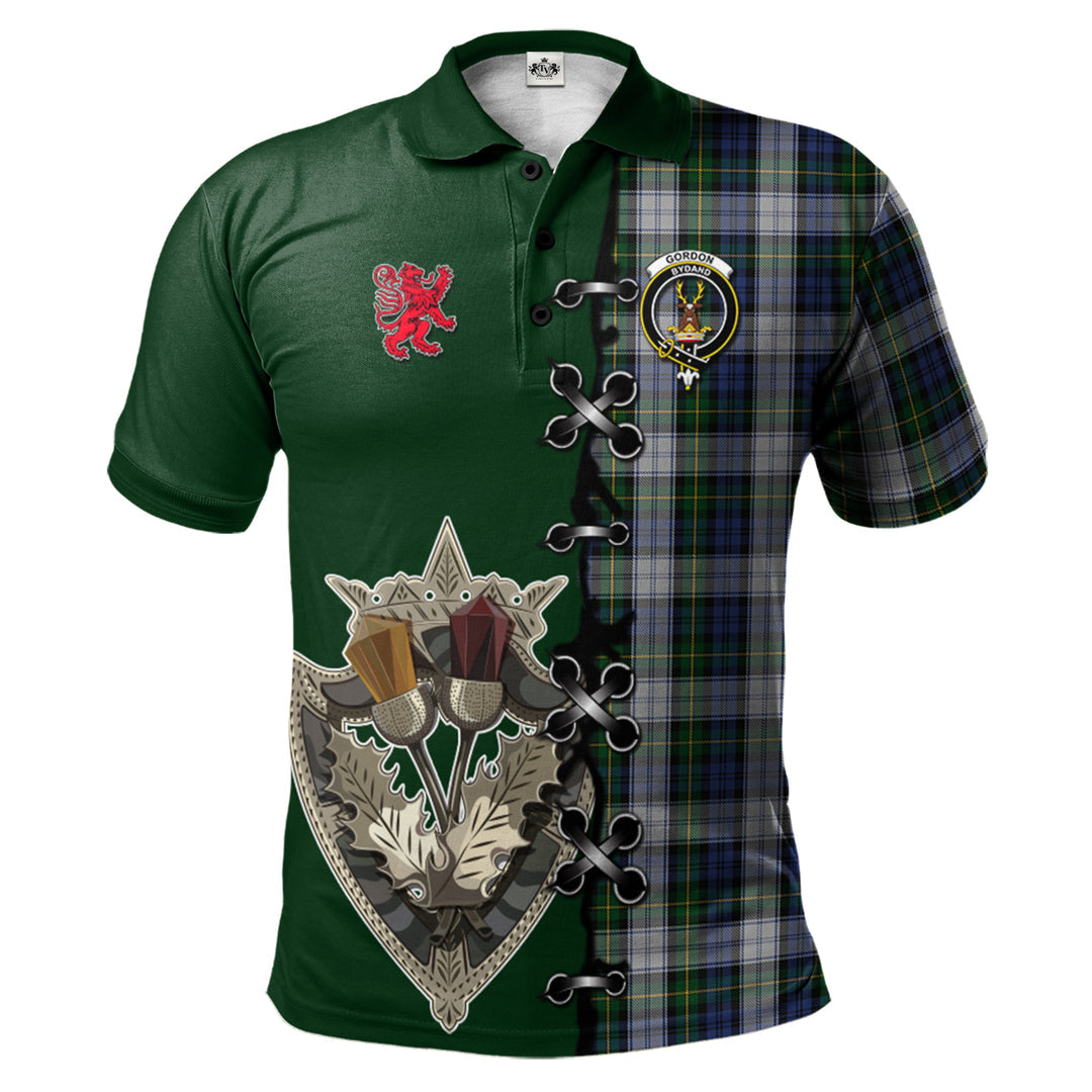 Clan Gordon Dress Tartan Polo Shirt - Lion Rampant And Celtic Thistle Style ZO94 Gordon Dress Tartan Tartan Polo   