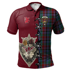 Clan Gordon Red Tartan Polo Shirt - Lion Rampant And Celtic Thistle Style XZ69 Gordon Red Tartan Tartan Polo   