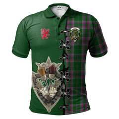 Clan Gray Hunting Tartan Polo Shirt - Lion Rampant And Celtic Thistle Style NA24 Gray Hunting Tartan Tartan Polo   