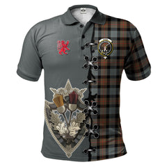 Clan Gunn Weathered Tartan Polo Shirt - Lion Rampant And Celtic Thistle Style LY59 Gunn Weathered Tartan Tartan Polo   