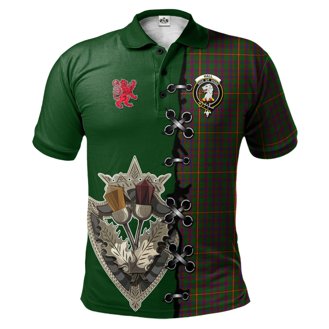 Clan Hall Tartan Polo Shirt - Lion Rampant And Celtic Thistle Style OY ...