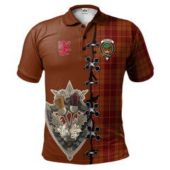 Clan Hamilton Red Tartan Polo Shirt - Lion Rampant And Celtic Thistle Style IU94 Hamilton Red Tartan Tartan Polo   