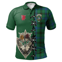 Clan Henderson Ancient Tartan Polo Shirt - Lion Rampant And Celtic Thistle Style HP18 Henderson Ancient Tartan Tartan Polo   