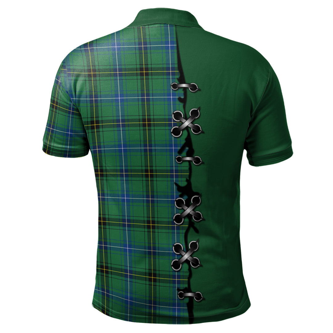 Clan Henderson Ancient Tartan Polo Shirt - Lion Rampant And Celtic Thistle Style HP18 Henderson Ancient Tartan Tartan Polo   