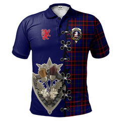 Clan Home Modern Tartan Polo Shirt - Lion Rampant And Celtic Thistle Style WX66 Home Modern Tartan Tartan Polo   