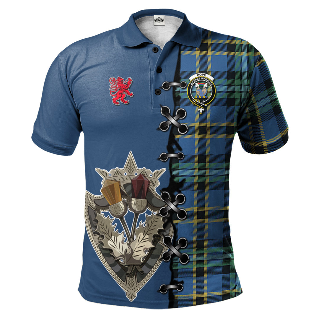 Clan Hope Ancient Tartan Polo Shirt - Lion Rampant And Celtic Thistle Style KR17 Hope Ancient Tartan Tartan Polo   