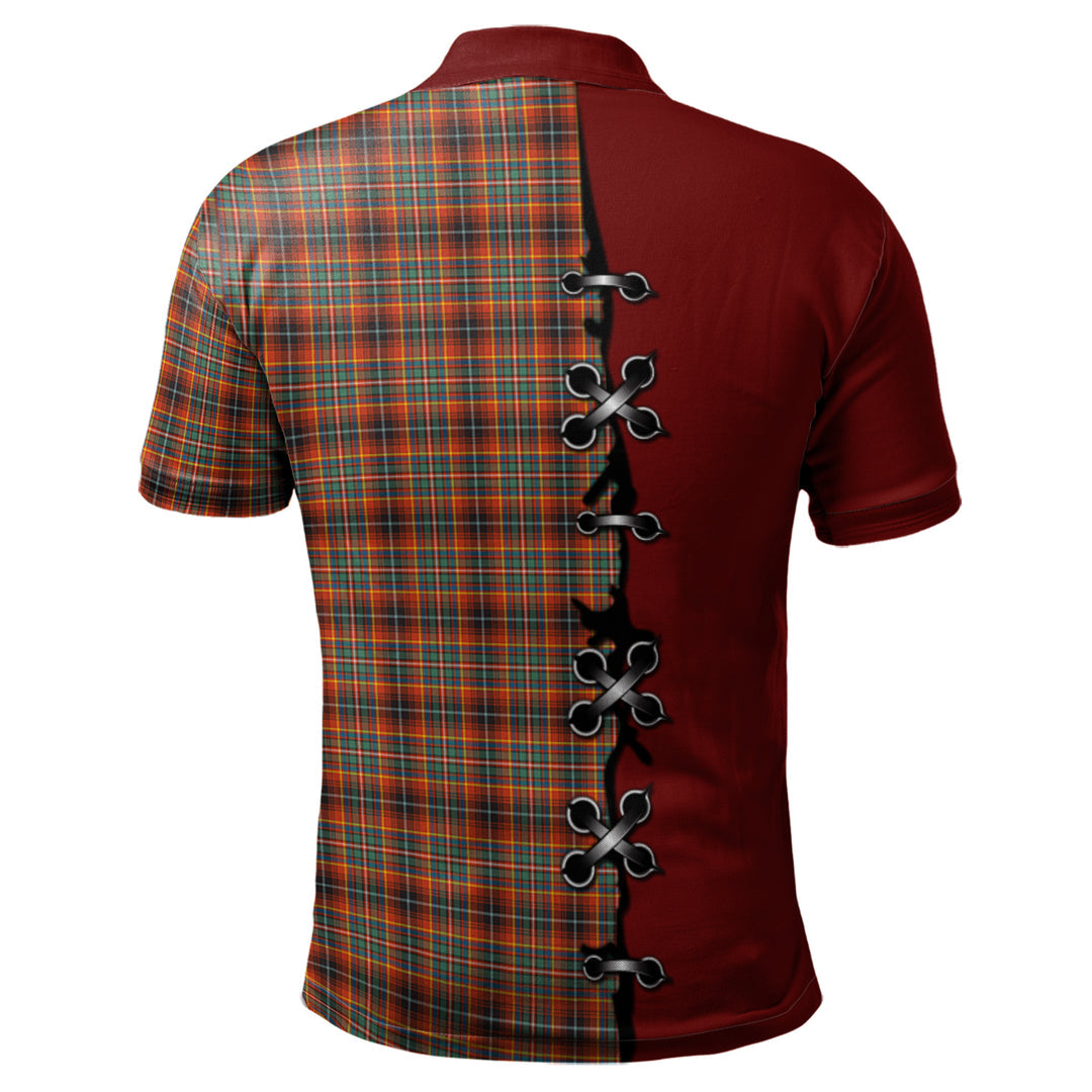 Clan Innes Ancient Tartan Polo Shirt - Lion Rampant And Celtic Thistle Style YR94 Innes Ancient Tartan Tartan Polo   