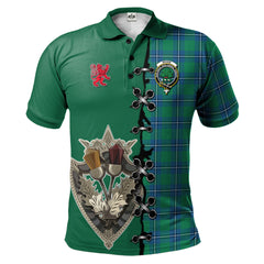 Clan Irvine Ancient Tartan Polo Shirt - Lion Rampant And Celtic Thistle Style TC68 Irvine Ancient Tartan Tartan Polo   