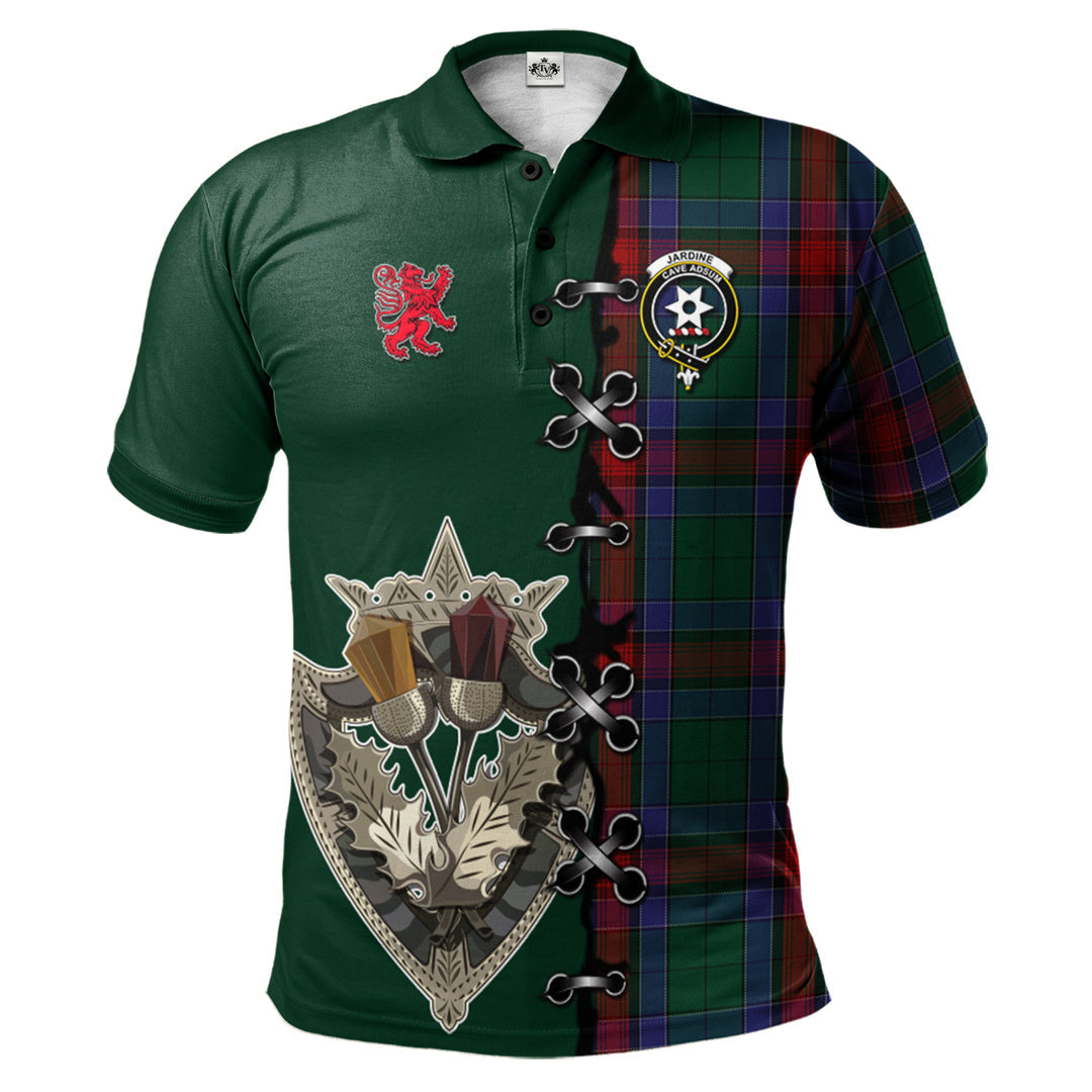 Clan Jardine Dress Tartan Polo Shirt - Lion Rampant And Celtic Thistle Style PH20 Jardine Dress Tartan Tartan Polo   