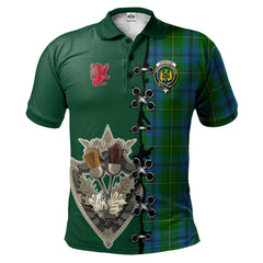 Clan Johnston Tartan Polo Shirt - Lion Rampant And Celtic Thistle Style WO19 Johnston Tartan Tartan Polo   