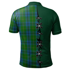 Clan Johnston Tartan Polo Shirt - Lion Rampant And Celtic Thistle Style WO19 Johnston Tartan Tartan Polo   