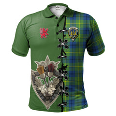 Clan Johnstone Ancient Tartan Polo Shirt - Lion Rampant And Celtic Thistle Style GM62 Johnstone Ancient Tartan Tartan Polo   