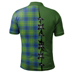 Clan Johnstone Ancient Tartan Polo Shirt - Lion Rampant And Celtic Thistle Style GM62 Johnstone Ancient Tartan Tartan Polo   