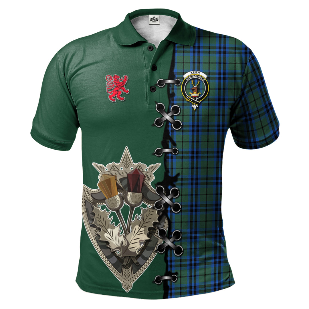 Clan Keith Clan Tartan Polo Shirt - Lion Rampant And Celtic Thistle Style JA49 Keith Tartan Tartan Tartan Polo   