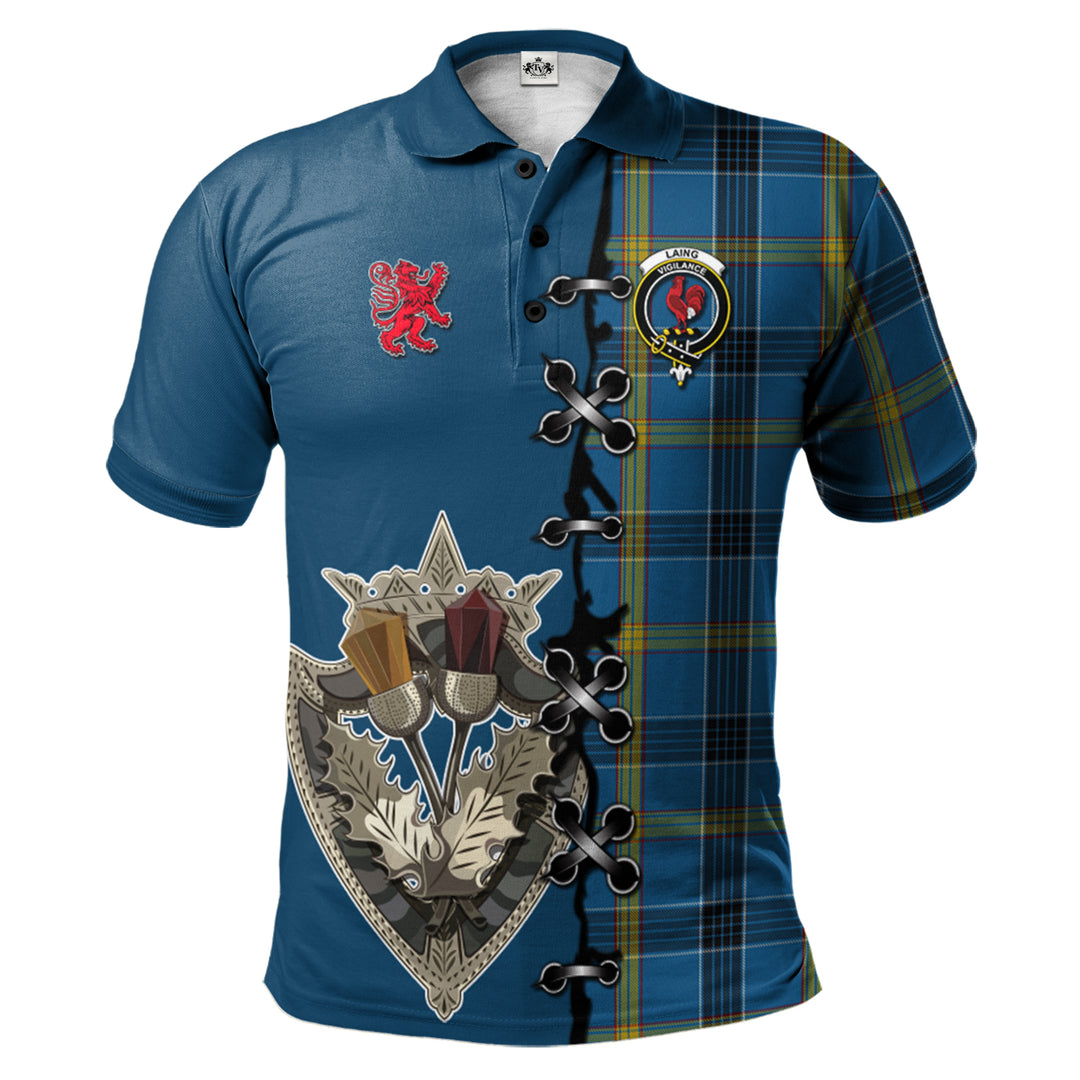 Clan Laing Tartan Polo Shirt - Lion Rampant And Celtic Thistle Style GY54 Laing Tartan Tartan Polo   