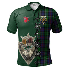 Clan Leslie Hunting Tartan Polo Shirt - Lion Rampant And Celtic Thistle Style HB66 Leslie Hunting Tartan Tartan Polo   