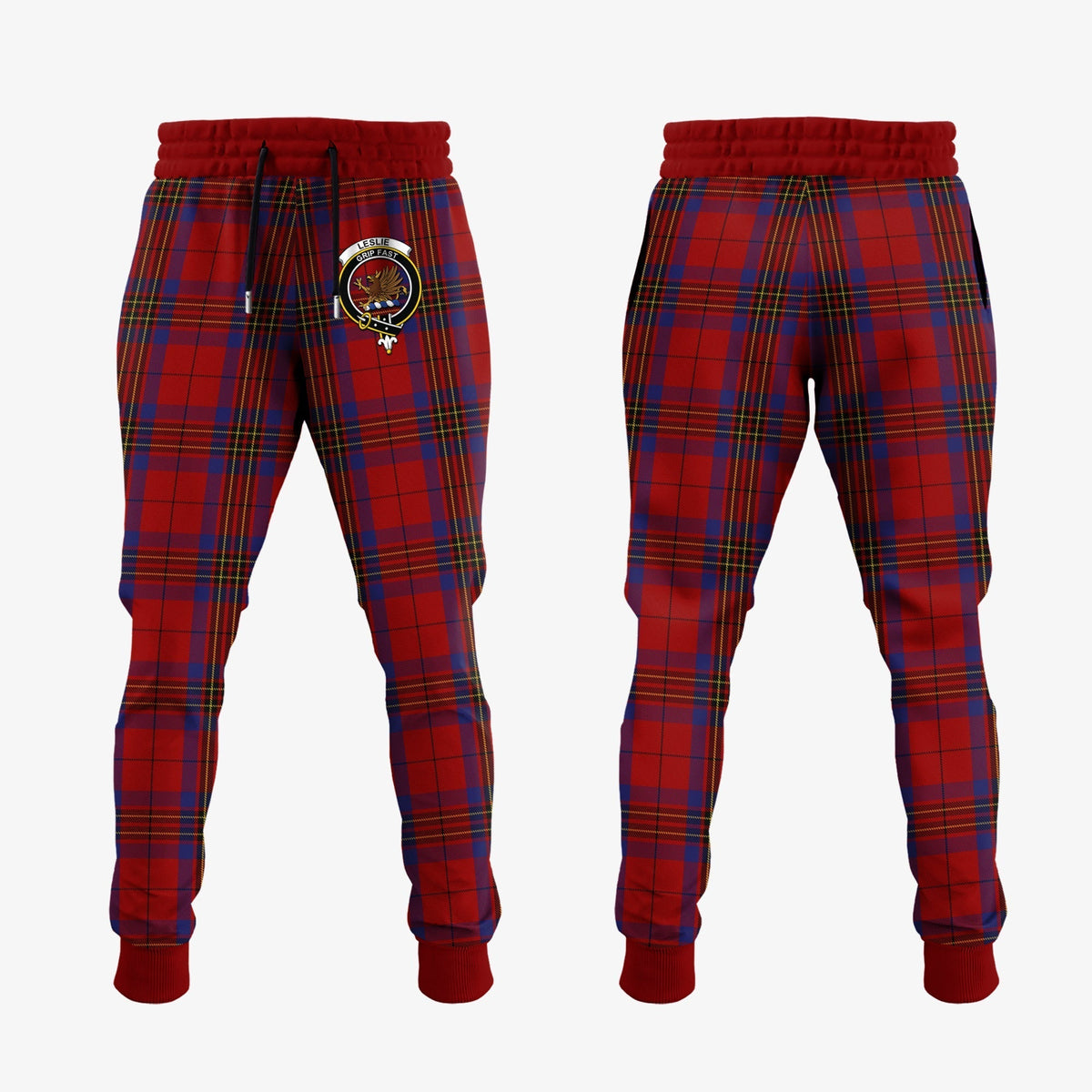 Clan Leslie Red Tartan Crest Jogger Sweatpants YE91 Clan Leslie Tartan Today   