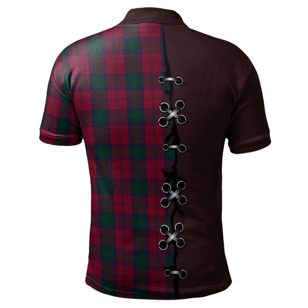 Clan Lindsay Tartan Polo Shirt - Lion Rampant And Celtic Thistle Style EZ97 Lindsay Tartan Tartan Polo   