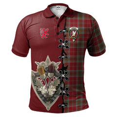 Clan Lindsay Weathered Tartan Polo Shirt - Lion Rampant And Celtic Thistle Style JG69 Lindsay Weathered Tartan Tartan Polo   