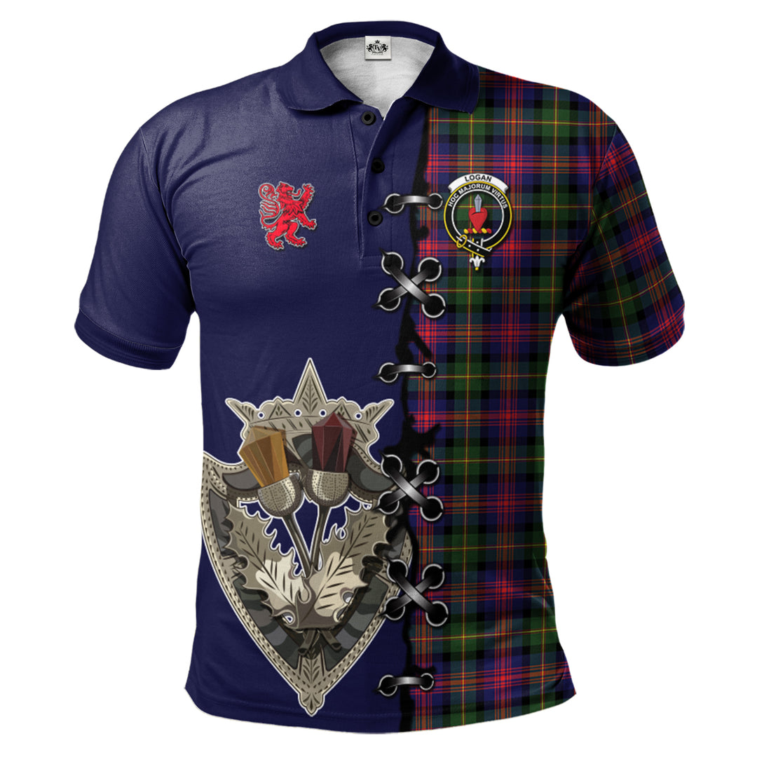 Clan Logan Modern Tartan Polo Shirt - Lion Rampant And Celtic Thistle Style VA79 Logan Modern Tartan Tartan Polo   