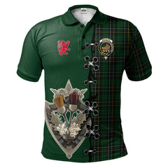 Clan MacAlpin (MacAlpine) Tartan Polo Shirt - Lion Rampant And Celtic Thistle Style NV34 MacAlpin (MacAlpine) Tartan Tartan Polo   