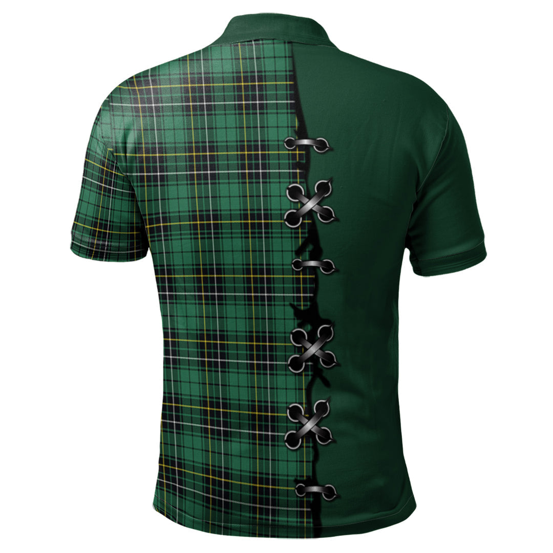 Clan MacAlpin (MacAlpine) Ancient Tartan Polo Shirt - Lion Rampant And Celtic Thistle Style SV38 MacAlpin (MacAlpine) Ancient Tartan Tartan Polo   