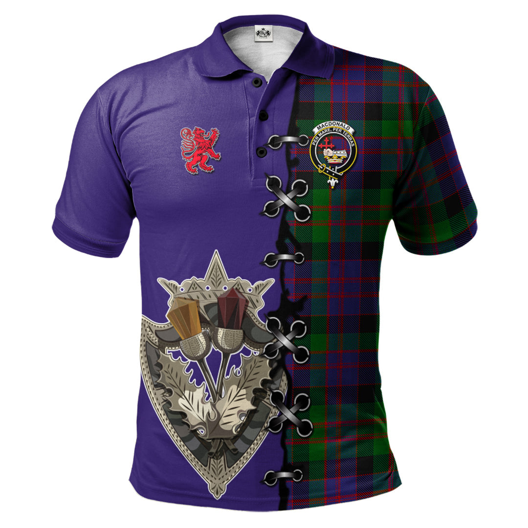 Clan MacDonald Tartan Polo Shirt - Lion Rampant And Celtic Thistle Style CX16 MacDonald Tartan Tartan Polo   