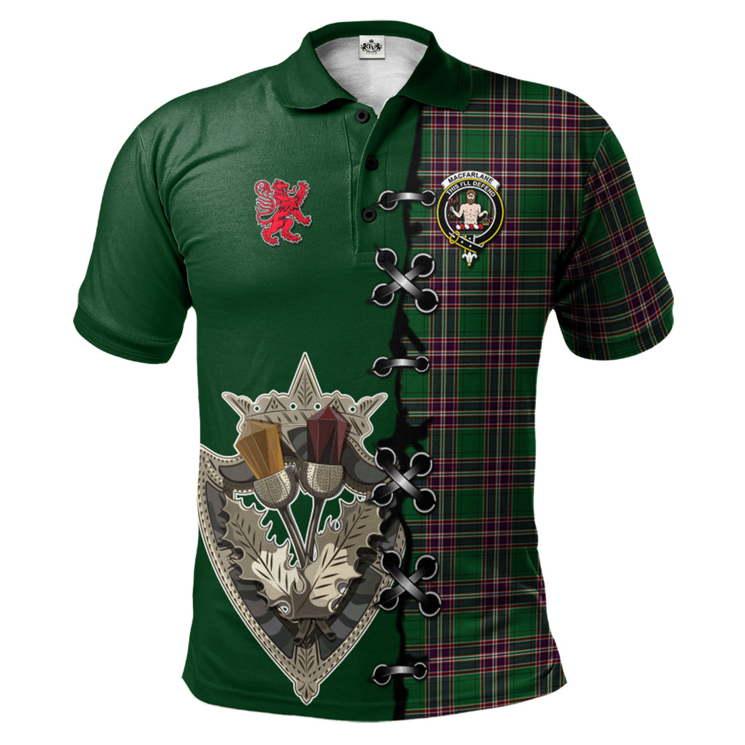 Clan MacFarlane Hunting Tartan Polo Shirt - Lion Rampant And Celtic Thistle Style UC88 MacFarlane Hunting Tartan Tartan Polo   