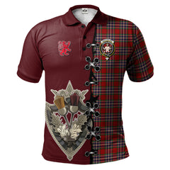 Clan MacFarlane Red Tartan Polo Shirt - Lion Rampant And Celtic Thistle Style YR70 MacFarlane Red Tartan Tartan Polo   